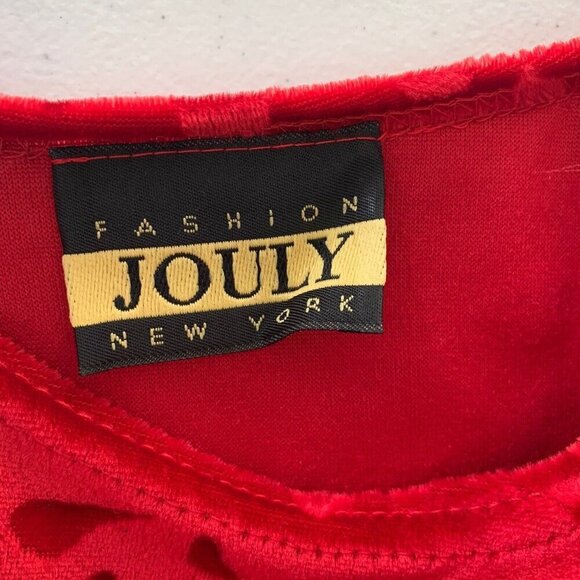 Jouly Women’s Size 1XL Red Floral Crushed Velvet Top Long Sleeve 90’s Vintage - Picture 9 of 10